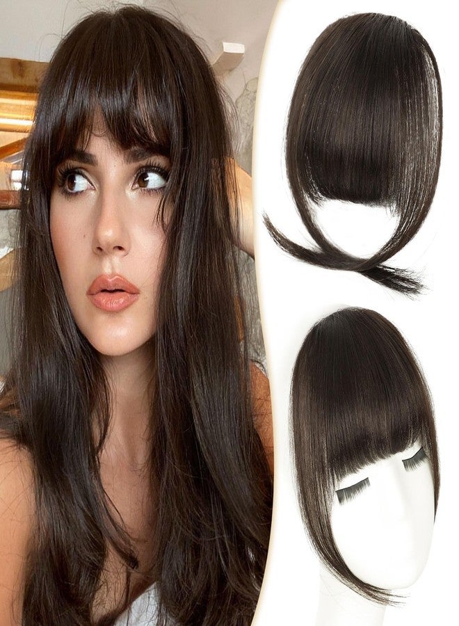 PINK SEVEN Clip in Bangs Real Human Hair,Dark Brown Bangs Hair Clip on Fake Bangs with Temples for Women Daily Wear(Dark Brown) - Image 1
