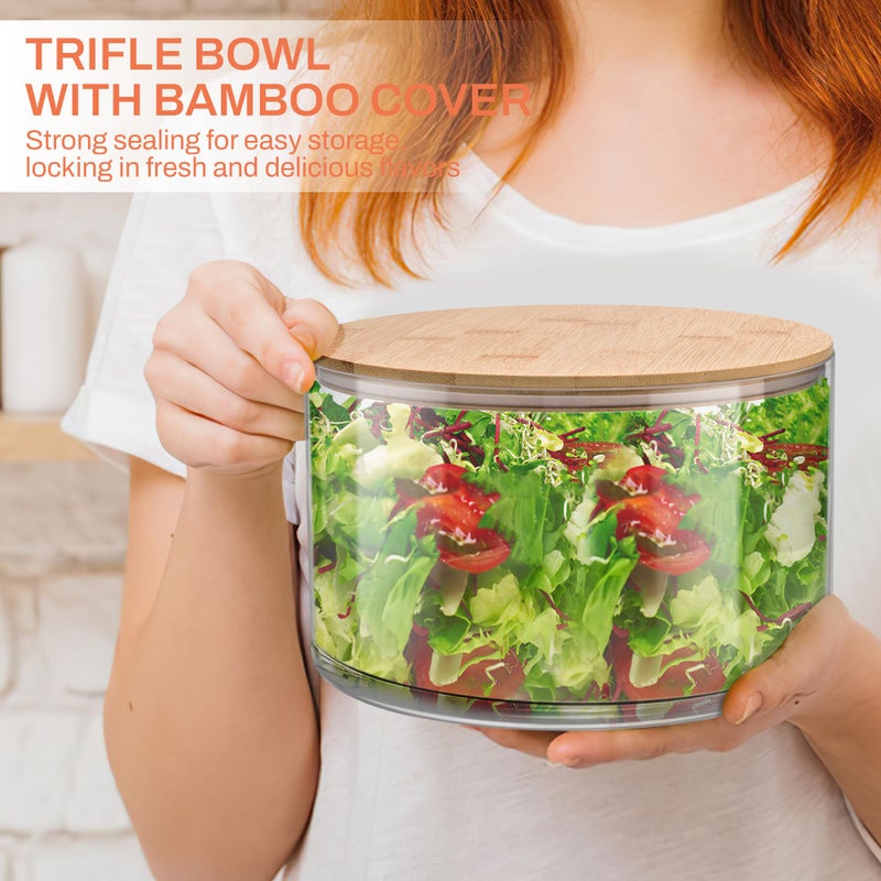 Prikoi 155oz Large Trifle Bowl with Lid, Modern Design Clear Glass for Salads, Dessert, Fruit, and Party Displays, 2025 Thickened Version - Image 4