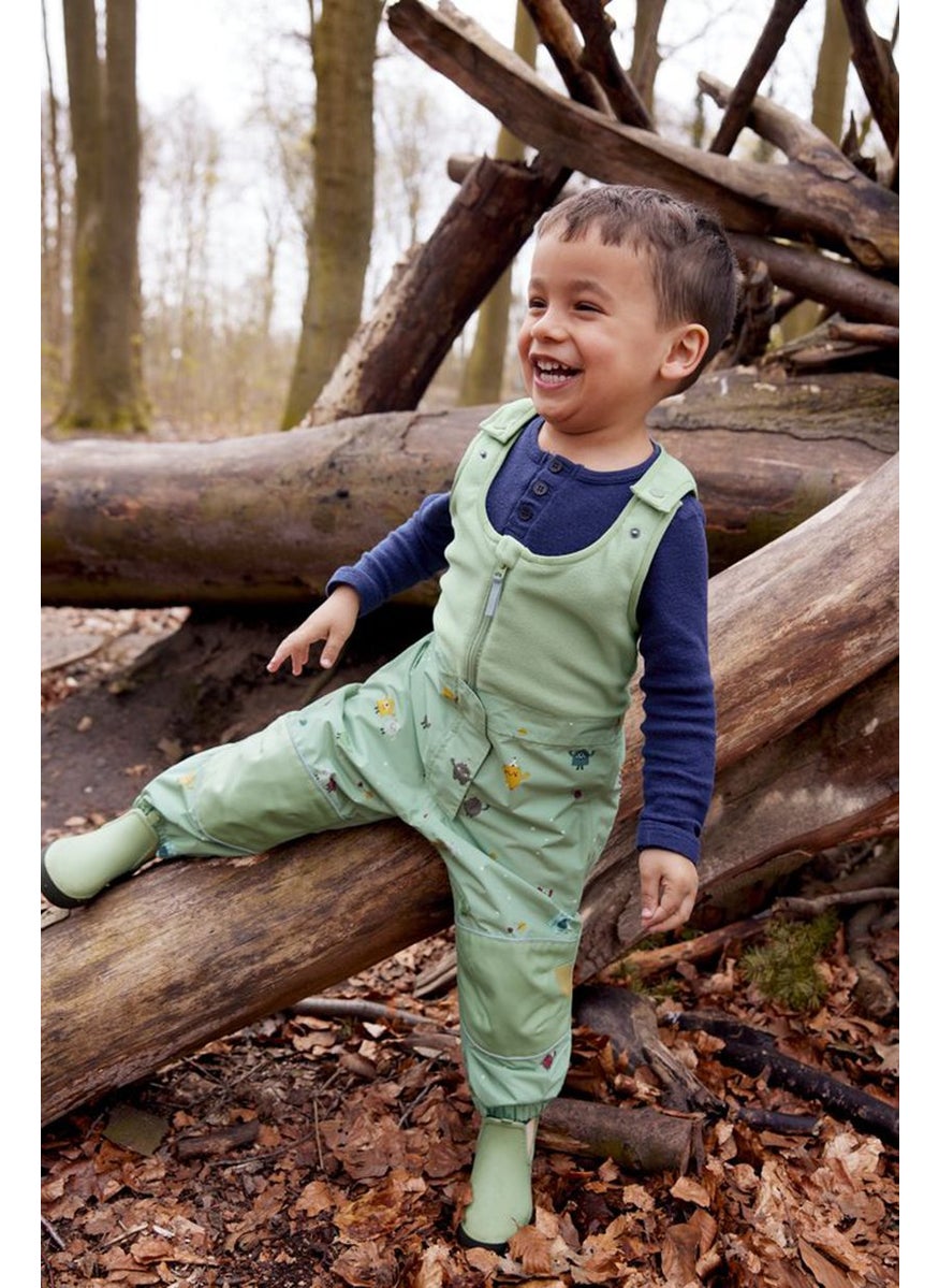 Tchibo Toddlers Boy All Over Print Thermal Rain Pants, Olive  - Image 1