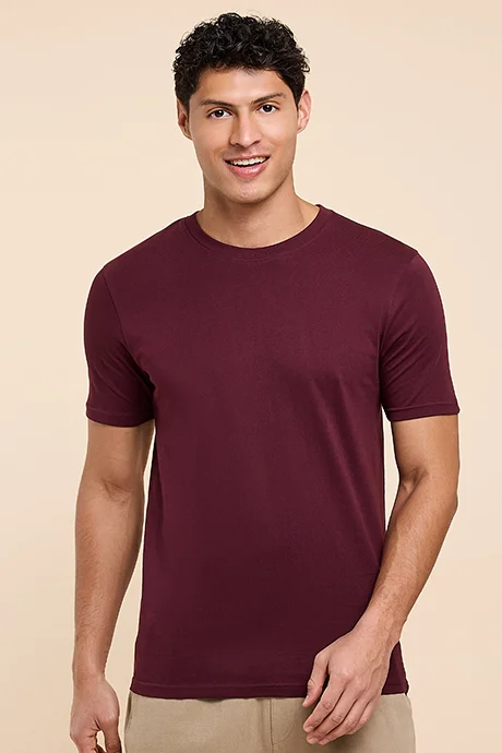 R&B Solid T-Shirt with Crew Neck and Short Sleeves