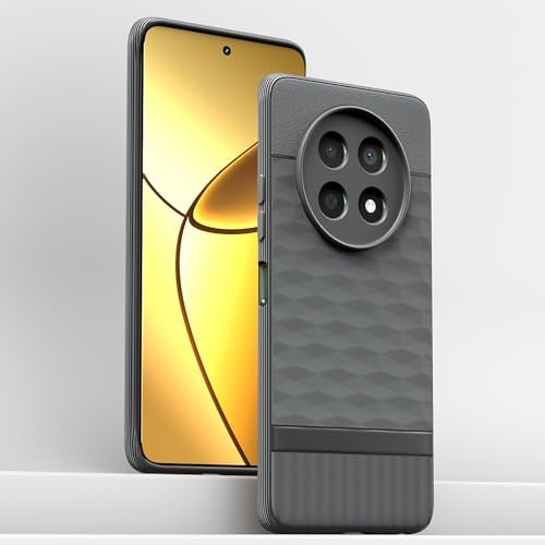 Pikkme Back Cover for Realme Narzo 70x 5G / N65 / Realme 13/12 / 12X 5G / C65 Camera Protection 3D Hexa Cube Design Silicone Protective Bumper Case (Grey) - Image 2