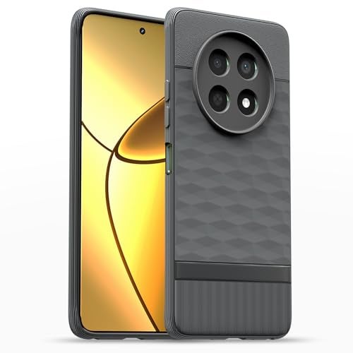 Pikkme Back Cover for Realme Narzo 70x 5G / N65 / Realme 13/12 / 12X 5G / C65 Camera Protection 3D Hexa Cube Design Silicone Protective Bumper Case (Grey) - Image 1