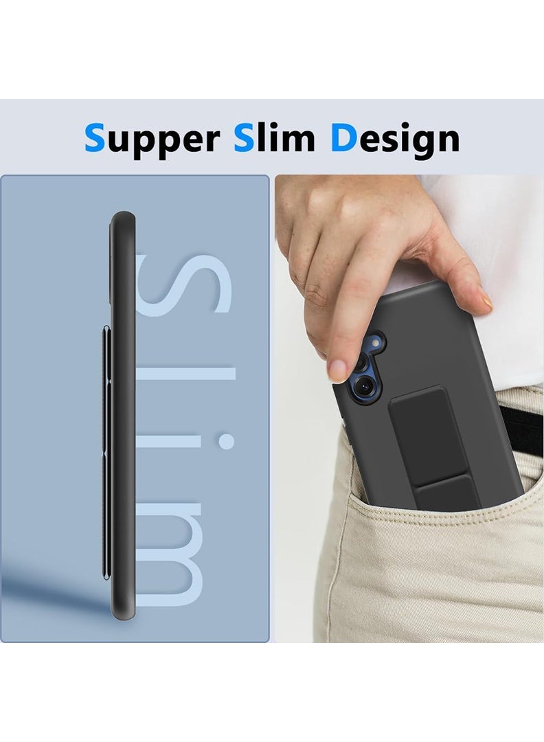 Case Up Compatible with Samsung Galaxy A34 Case with Magnetic Stand & Holder, Premium Silicone Finger Grip Strap Holder Case Car Mount Kickstand Cover- Black - Image 5