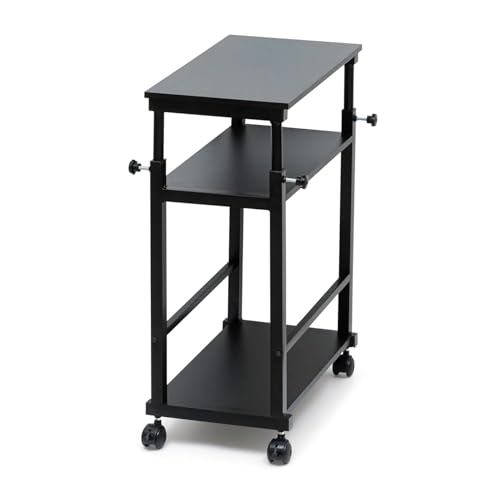 OGFC 21568 3 Tier Height Adjustable Computer Tower/Under Desk Printer Holder Cart with Rolling Wheels Metal CPU Rack Mobile PC Stand with Locking Caster Suitable for Office Home - Black - Image 1