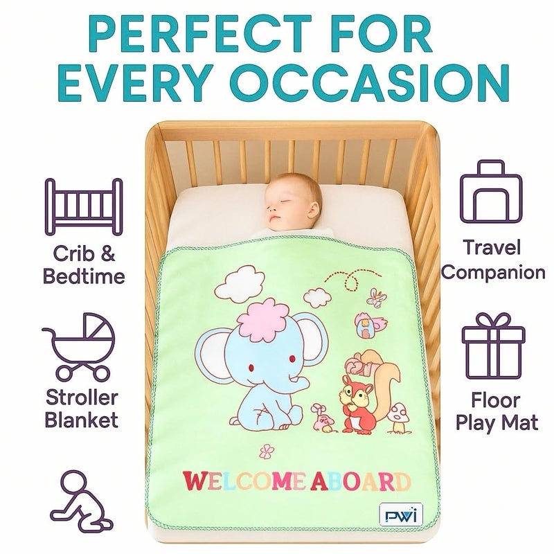 PWI Baby Wrapper Blanket for Newborn | Ultra Soft Cloudy Fabric | Double Layer for All-Season Use | 80x110 cm | Swaddle Blanket for 0–3 Years (Sea Green) - Image 4