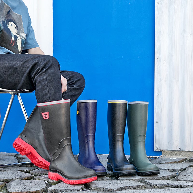 High Rain Boots Men'S Medium Oil Shoes Low-Top Short Boots Shoes Water Rubber Boots Waterproof Boots Rain Boots Labor Protection Water Shoes For Men - Image 2