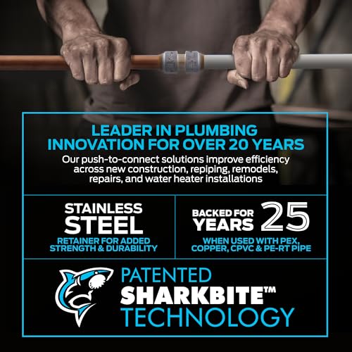 SharkBite وصلة شيركبايت ماكس 3/4 بوصة، تركيبات سباكة نحاسية، دفع للتوصيل، أنابيب PEX، نحاس، CPVC، PE-RT، HDPE، UR016A - Image 4