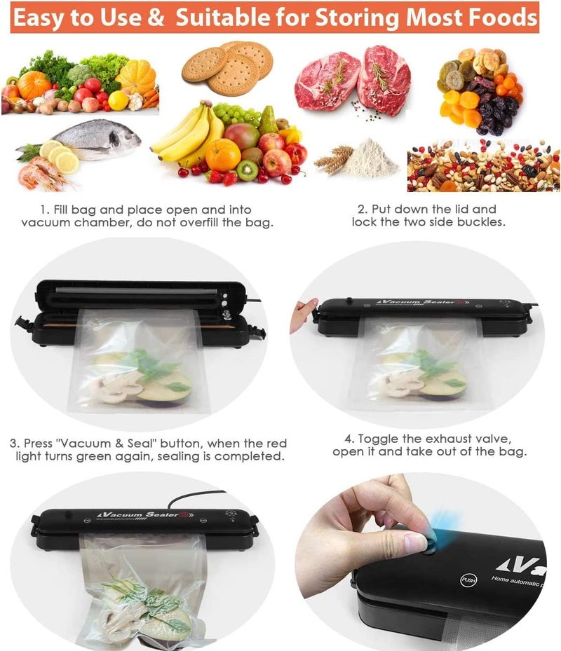 NikrimVacuum Sealer Machine Automatic Food Vacuum Sealer With 10 Vacuum Sealer PocketsMini Vacuum Preservation Machine Used for Food Preservation to Preserve Dry and Moist Food Small and Portable - Image 4