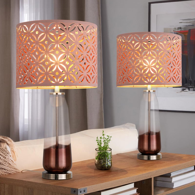 Luvkczc Pink Lamp Shades Set of 2, Drum Lampshades, Lampshade 10 Inches Height, Lampshades for Table Lamp, Floor Lamp, Pendant Light, Lamp Shade Harp Holder Included - Image 2