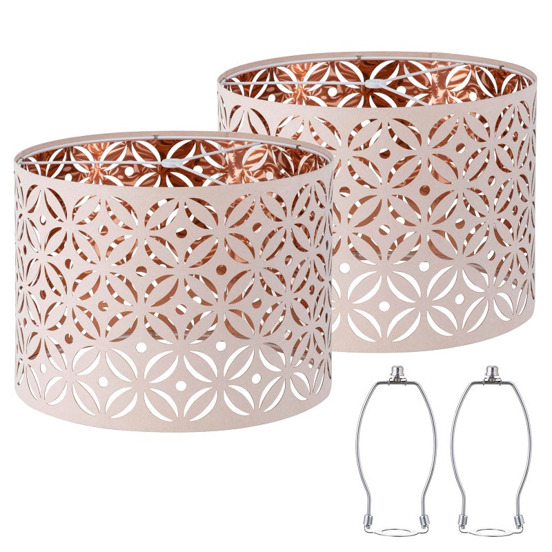Luvkczc Pink Lamp Shades Set of 2, Drum Lampshades, Lampshade 10 Inches Height, Lampshades for Table Lamp, Floor Lamp, Pendant Light, Lamp Shade Harp Holder Included - Image 1