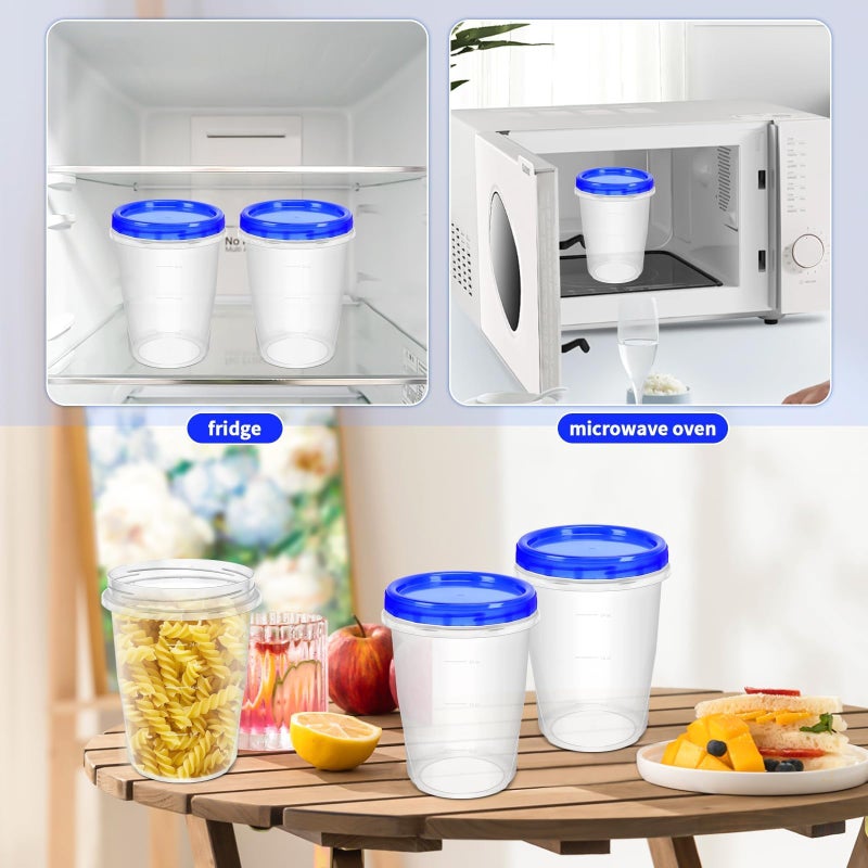 ISUSSER 12 Pack Freezer Containers with Screw On Lids, 32 Oz Stackable Reusable Plastic Storage Container, Airtight Plastic Food Storage Containers with Twist Top Lids for Food Soup Jello Sauce - Image 4