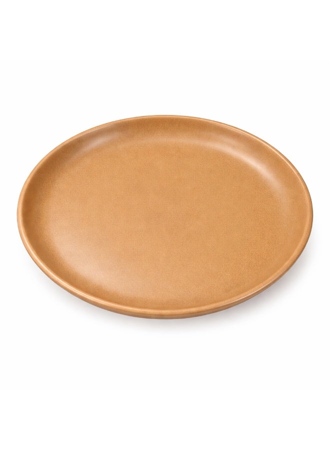 طبق سيراميك متوسط بلون الكراميل – طبق دائري بسيط للحلويات والسلطات – أدوات مائدة أنيقة بلمسة مطفية لامعة للمنزل والمطاعم والمقاهي.