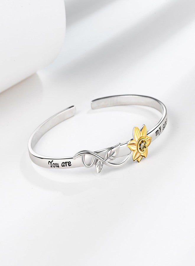 OIDEA You Are My Sunshine Bracelet: Gold-Plated Cubic Zirconia Sunflower Bracelets Adjustable Cuff Bangle Bracelet Anniversary Birthday Christmas Gifts for Her Daughter Wife Sister Mother - Image 5