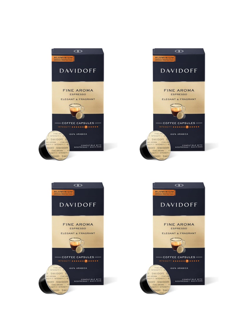 Davidoff Davidoff Fine Aroma – Bundle of 4 Coffee Capsule Packs – Intensity 7/12 – 10 Capsules per Pack – 220g (Total 40 Pods) 