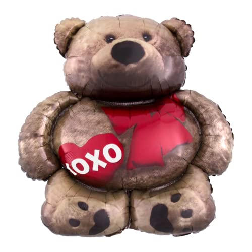 Anagram Wanna Party Foil Anagram International Cuddly Bear Love Shape Flat Balloon,28",Multicolor,1 Count - Image 1