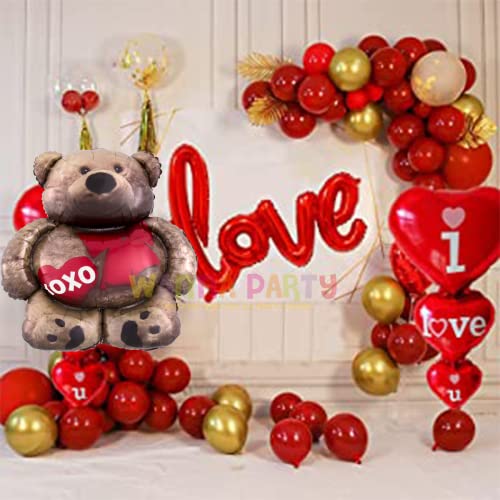 Anagram Wanna Party Foil Anagram International Cuddly Bear Love Shape Flat Balloon,28",Multicolor,1 Count - Image 3