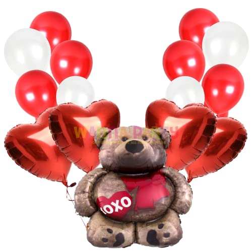 Anagram Wanna Party Foil Anagram International Cuddly Bear Love Shape Flat Balloon,28",Multicolor,1 Count - Image 2