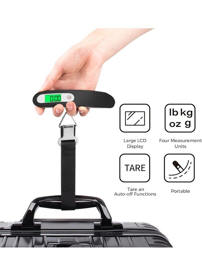 DL Pack All 50kg Luggage Scale Stainless Steel Portable Digital Handheld Luggage Scale Baggage Scale Travel Weight Scale for Luggage with Backlit LCD Display Battery Included Black/White - Image 2