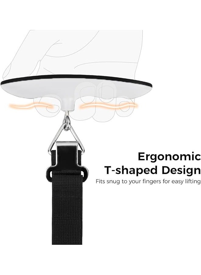 DL Pack All 50kg Luggage Scale Stainless Steel Portable Digital Handheld Luggage Scale Baggage Scale Travel Weight Scale for Luggage with Backlit LCD Display Battery Included Black/White - Image 3