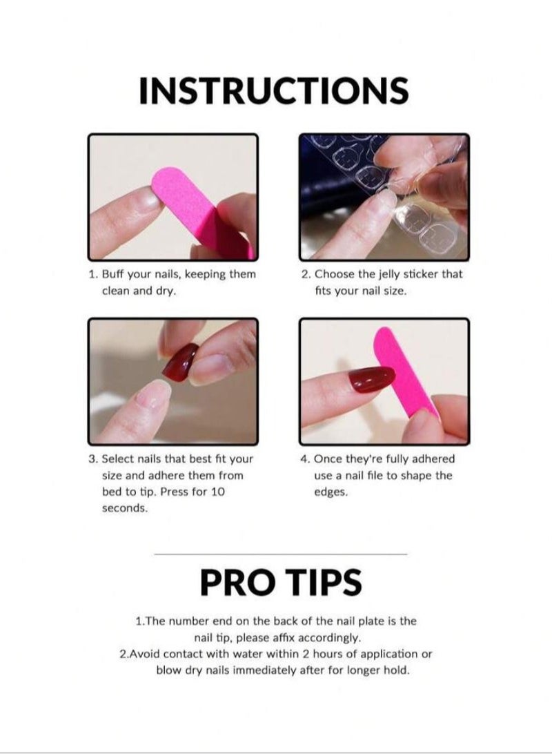 أظافر تركيب بشكل لوز طويل ذات شكل قلب أحمر رومانسي بسيط جديد لعيد الحب 24 قطعة - Image 3