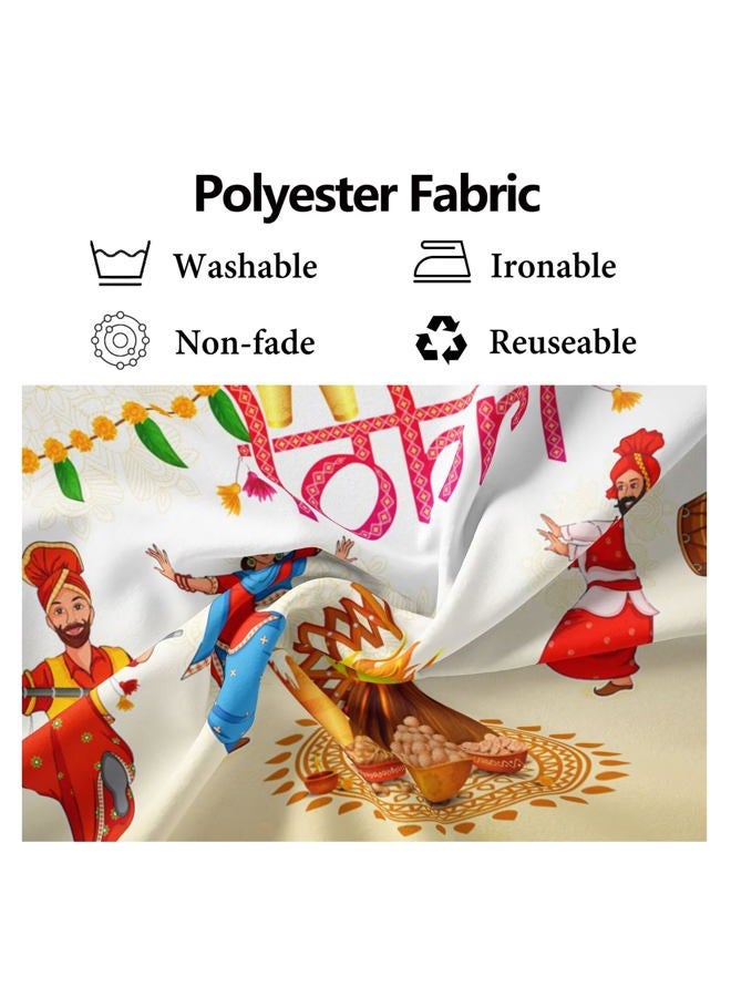 CORFOTO 7x5ft Fabric Happy Lohri Festival Backdrop Cartoon Indian People Punjabi Religious Holiday Background for Harvesting Festival Party Decorations Banner Kids Adults Photo Props - Image 5