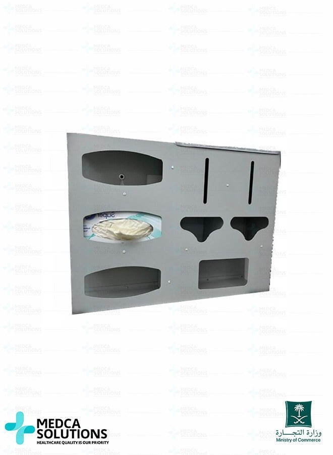 Medca Solutions Stainless Steel Wall Mounted Medical Consumables & Sanitizer Dispenser - All-in-One Hygiene Station for Gloves, Masks, & Sterilization Supplies - Image 3