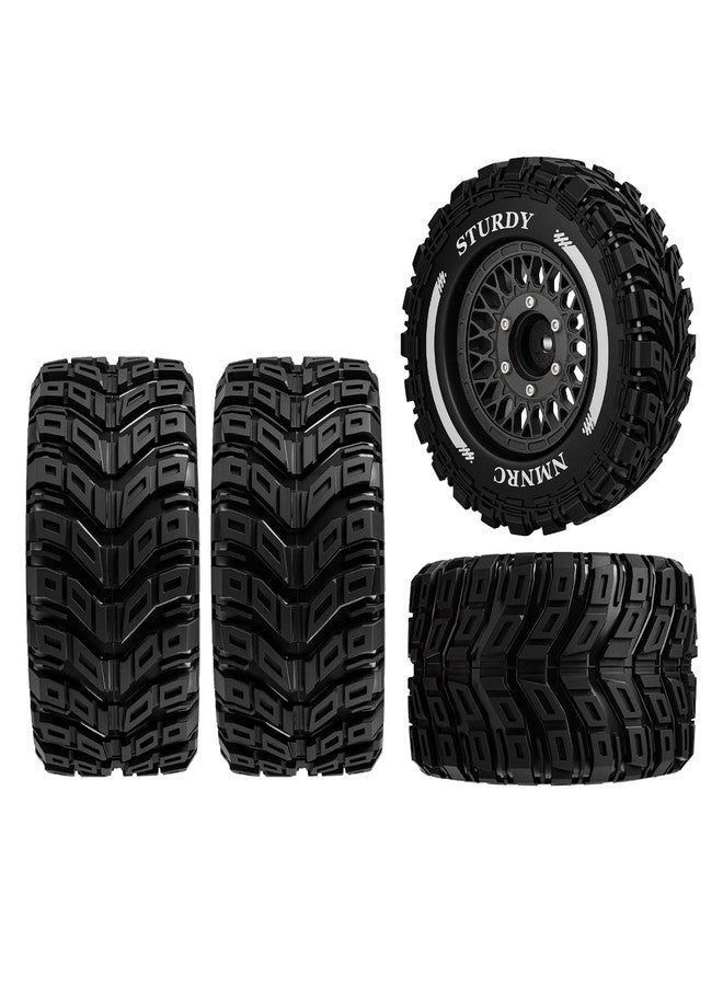 NMNRC Pre-glued Wheel and Tire Plastic Rim Rubber Tire for Arrma 1/10 RC Monster/Truck Big Rock Granite Vorteks for Losi Stampede Rustler Hoss Series Upgrades Part Gray - Image 1