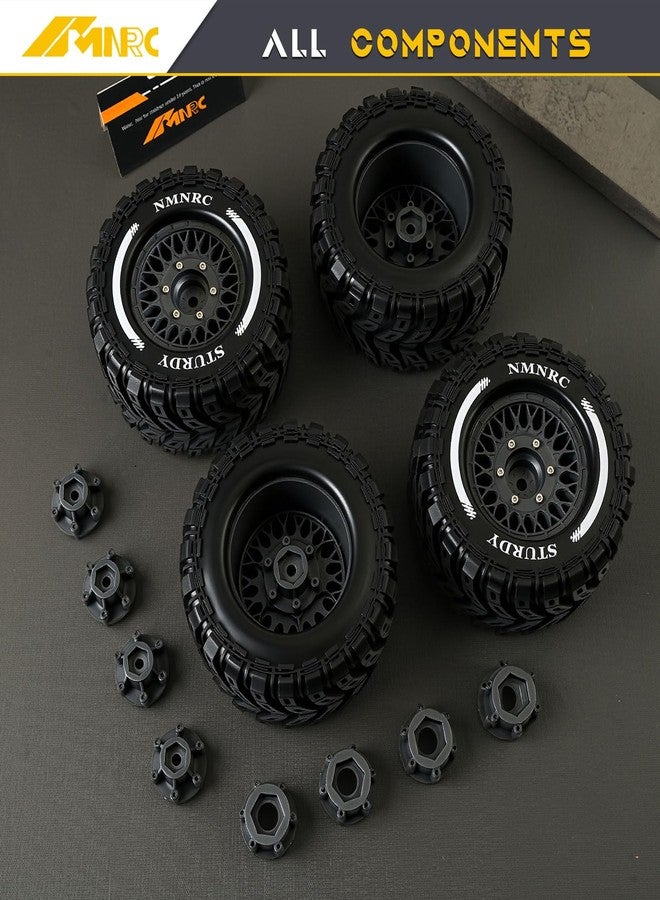 NMNRC Pre-glued Wheel and Tire Plastic Rim Rubber Tire for Arrma 1/10 RC Monster/Truck Big Rock Granite Vorteks for Losi Stampede Rustler Hoss Series Upgrades Part Gray - Image 3