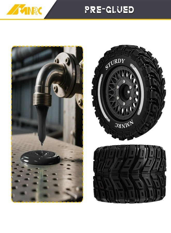 NMNRC Pre-glued Wheel and Tire Plastic Rim Rubber Tire for Arrma 1/10 RC Monster/Truck Big Rock Granite Vorteks for Losi Stampede Rustler Hoss Series Upgrades Part Gray - Image 4
