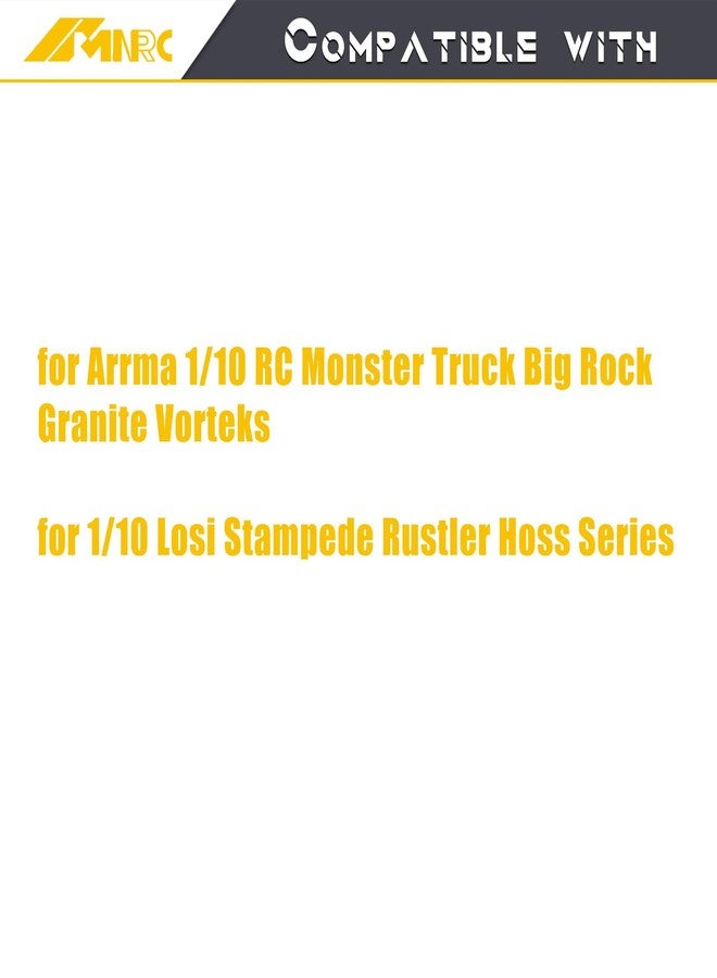 NMNRC Pre-glued Wheel and Tire Plastic Rim Rubber Tire for Arrma 1/10 RC Monster/Truck Big Rock Granite Vorteks for Losi Stampede Rustler Hoss Series Upgrades Part Gray - Image 2