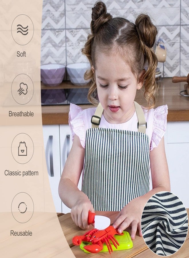 ATROPOS 2pcs Kids Aprons with Pockets - Adjustable Striped Chef Aprons for Cooking, Baking, and Art - Cute and Durable Aprons for Boys and Girls - Image 5