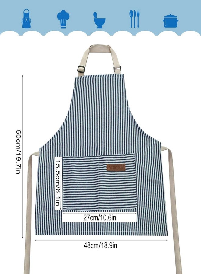 ATROPOS 2pcs Kids Aprons with Pockets - Adjustable Striped Chef Aprons for Cooking, Baking, and Art - Cute and Durable Aprons for Boys and Girls - Image 2