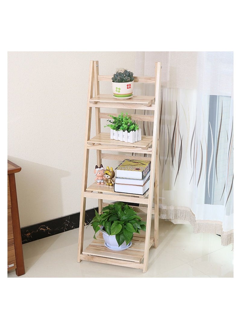 FFD Ladder Design Foldable Wooden Flower Rack & Bookshelf – Versatile Storage Stand for Flower Pots, Bedroom, Office, Restaurants, Home, Garden & Living Room Decoration  - Image 1