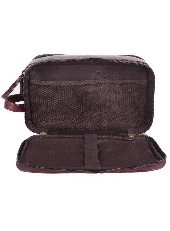  هاموندز فلاي كاتشر حقيبة أدوات الزينة من الجلد الطبيعي HAMMONDS FLYCATCHER للرجال والنساء - منظم سفر مع مقصورات متعددة، حقيبة أدوات بنية اللون للحلاقة وأدوات الزينة والعناية الشخصية - حقيبة أدوات الحلاقة للرجال - Image 4
