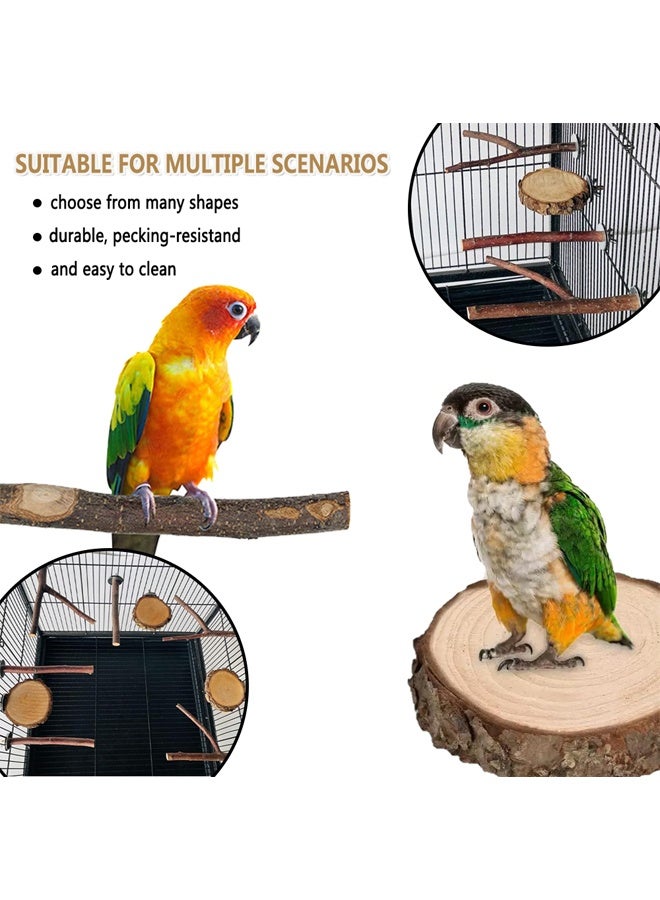 HAWAWA Parrot Bird Sta8 PCS Natural Wood Bird Perch, Wooden Parrot Perch Stand Bird Cage Branches, Bird Toys for Parakeets, Cockatiel, Conure, Budgie, Macaw Platform Accessories tion Pole - Image 4