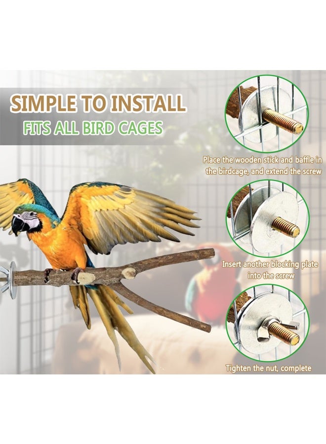 HAWAWA Parrot Bird Sta8 PCS Natural Wood Bird Perch, Wooden Parrot Perch Stand Bird Cage Branches, Bird Toys for Parakeets, Cockatiel, Conure, Budgie, Macaw Platform Accessories tion Pole - Image 5