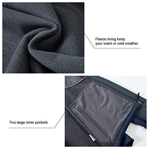 Gopune Men's Lightweight Soft Shell Jacket Fleece Lined Waterproof Hooded Hiking Winter Jacket (Navy,XL) - Image 5