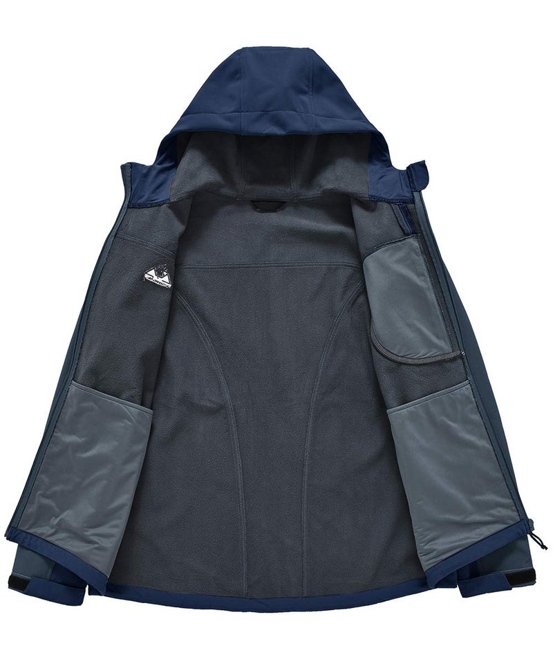 Gopune Men's Lightweight Soft Shell Jacket Fleece Lined Waterproof Hooded Hiking Winter Jacket (Navy,XL) - Image 3
