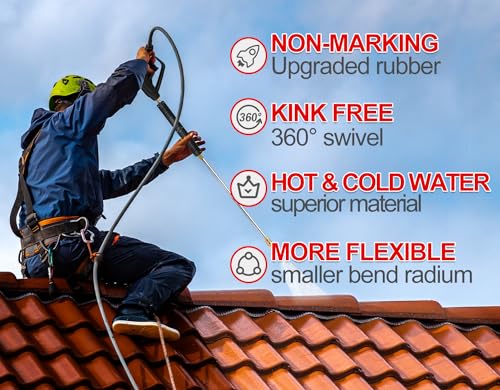YAMATIC Non Marking 1/4" 4200 PSI Pressure Washer Hose 100 FT for Hot/Cold Water Rubber Wire Braided, Kink Resistant Swivel Quick Connection, Industry Grade for Power Washer, Super Wear Resistant - Image 2