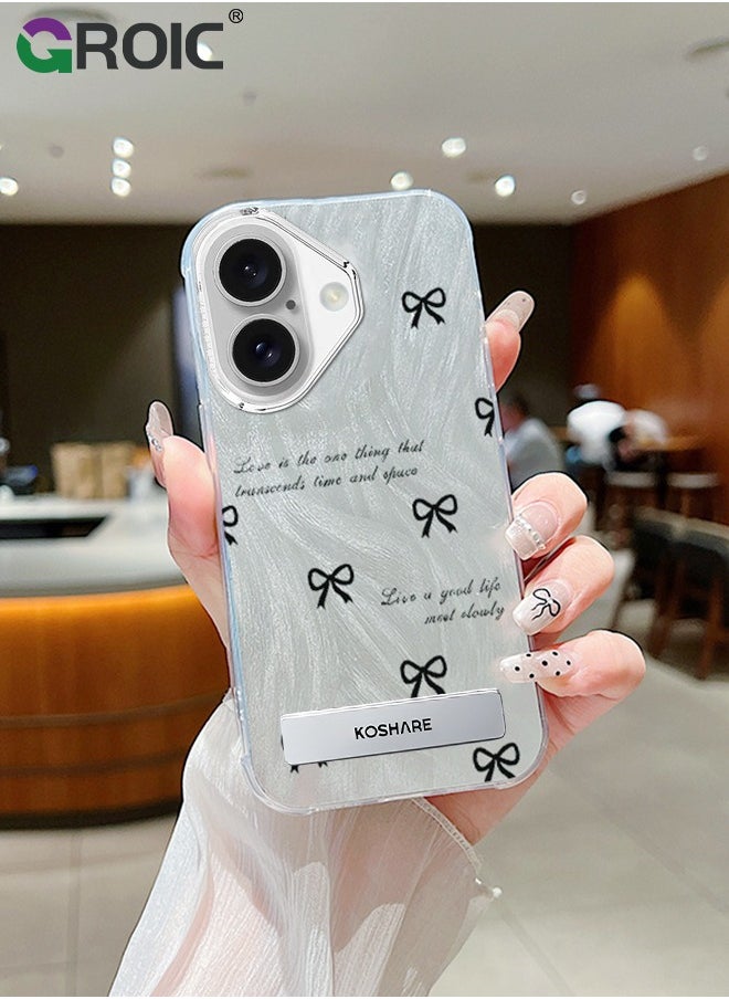 GROIC For iPhone 16 Case,Shockproof Protective Phone Case,Glitter Kickstand iPhone 16 Cover,Lens Protection Phone Shell iPhone 16,Girl Bow Phone Case for  iPhone 16 6.1''  - Image 4