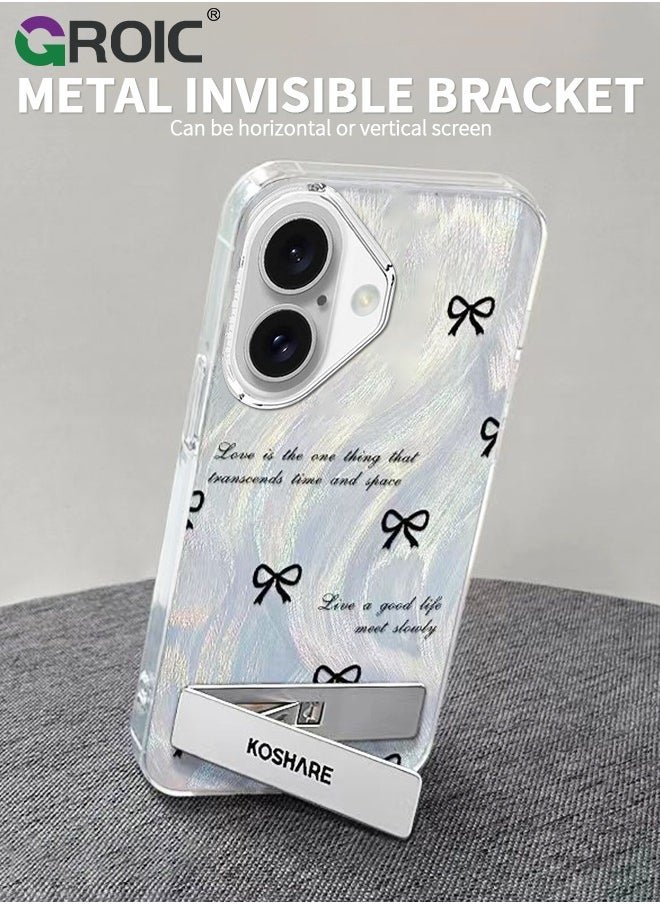 GROIC For iPhone 16 Case,Shockproof Protective Phone Case,Glitter Kickstand iPhone 16 Cover,Lens Protection Phone Shell iPhone 16,Girl Bow Phone Case for  iPhone 16 6.1''  - Image 2