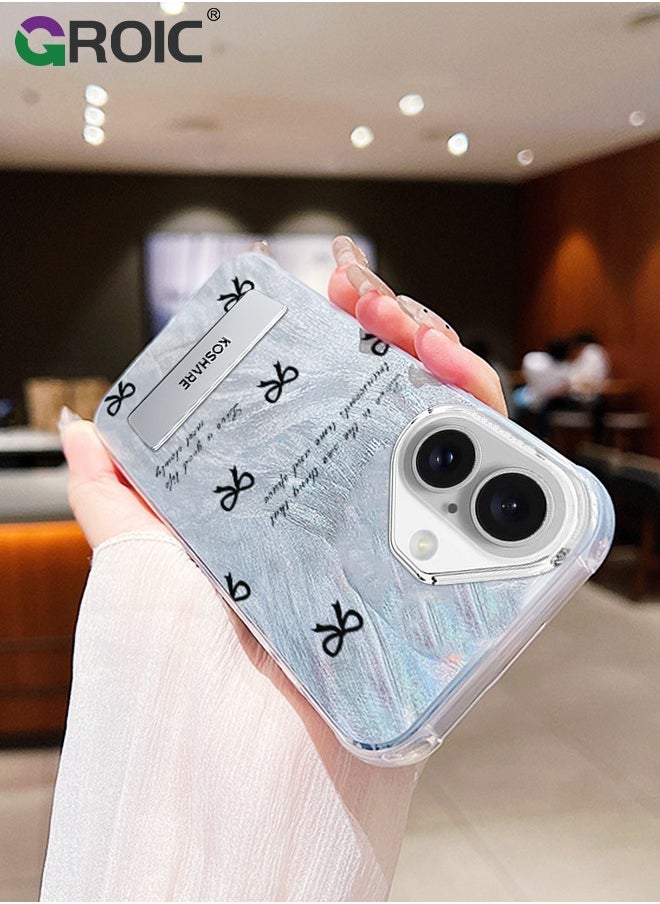 GROIC For iPhone 16 Case,Shockproof Protective Phone Case,Glitter Kickstand iPhone 16 Cover,Lens Protection Phone Shell iPhone 16,Girl Bow Phone Case for  iPhone 16 6.1''  - Image 5