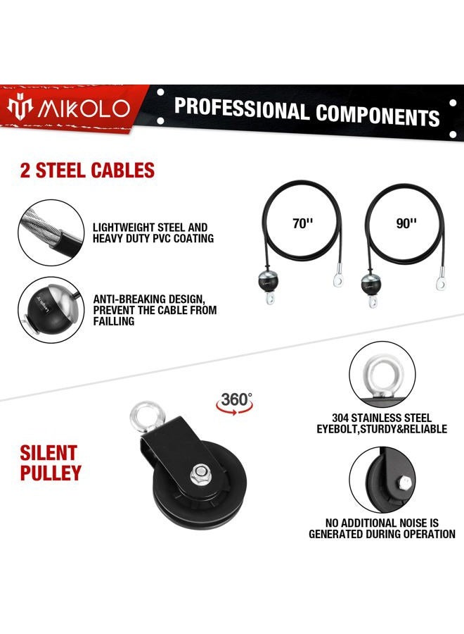 Mikolo Fitness LAT and Lift Pulley System, Dual Cable Machine(70'' and 90'') with Upgraded Loading Pin for Triceps Pull Down, Biceps Curl, Back, Forearm, Shoulder-Home Gym Equipment(Patent) - Image 3