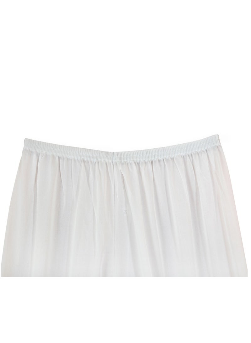 City Rose 3- Pieces Full Length Soft Inner Pants Trousers Big Lace Silk 100% with Elasticised Waistband  Women White - Image 4