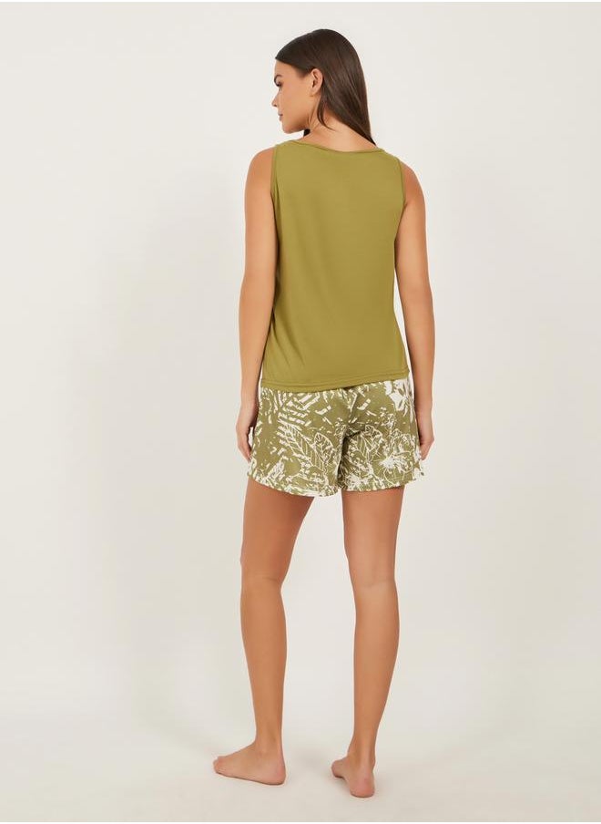 Styli - Printed Tank Top and Pyjama Shorts Set - Image 1