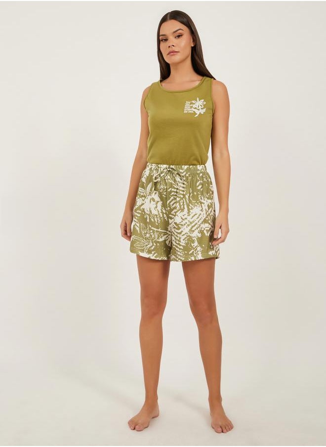 Styli - Printed Tank Top and Pyjama Shorts Set - Image 1