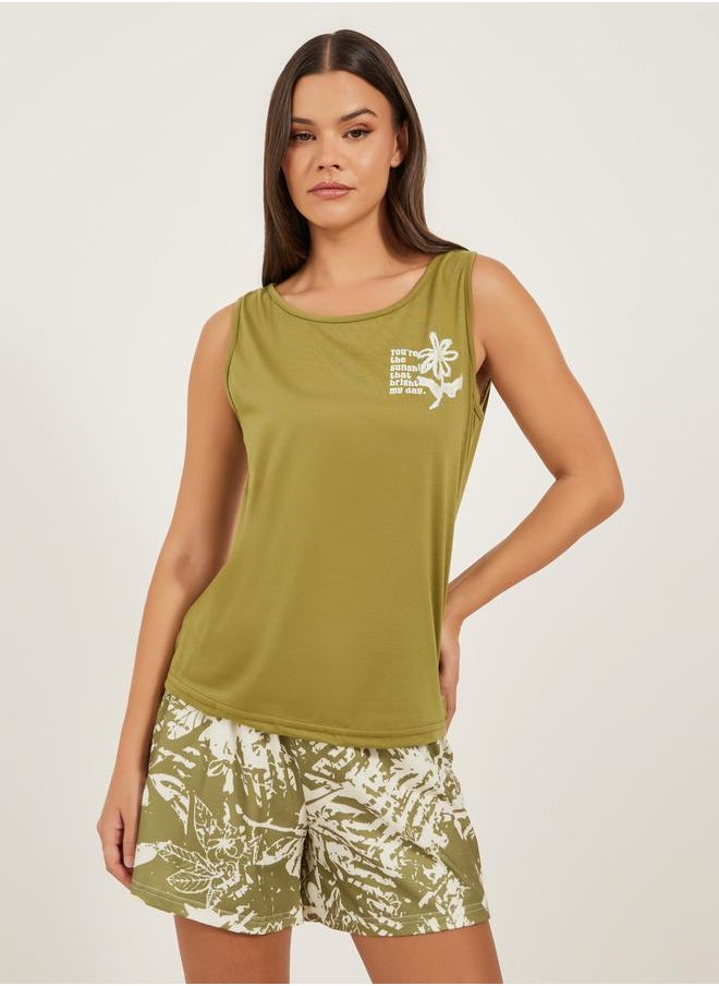 Styli - Printed Tank Top and Pyjama Shorts Set - Image 1