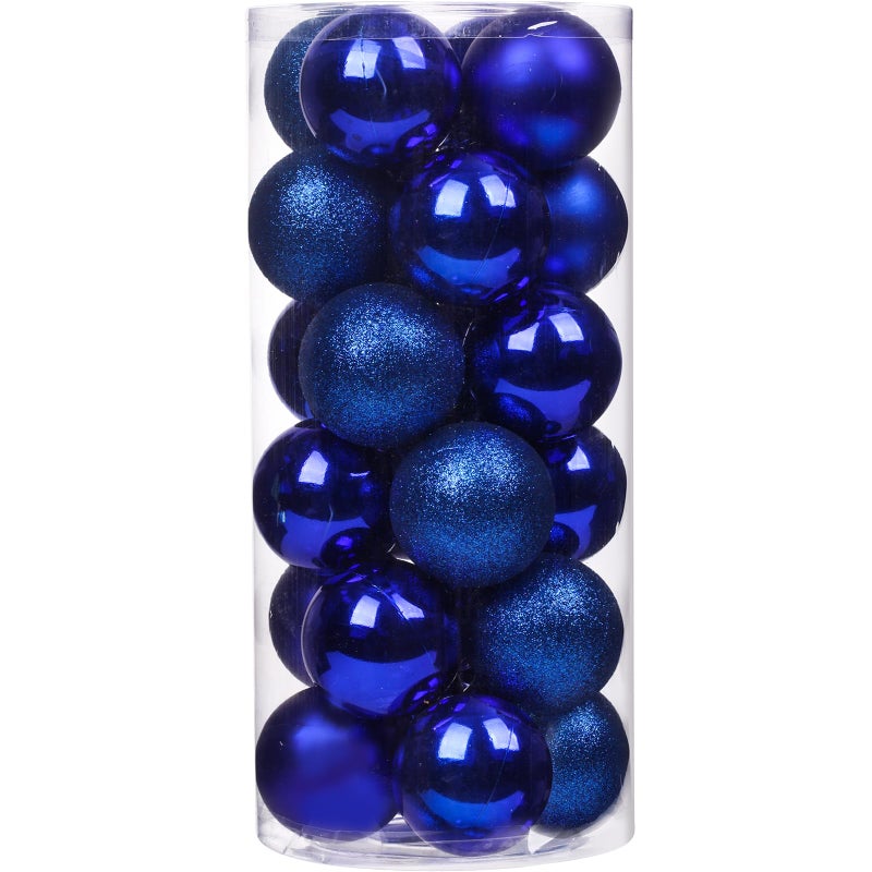 Emopeak Christmas Balls Ornaments 24Pcs Shatterproof Xmas Balls Baubles Decor or Christmas Tree Christmas Balls Hanging Holiday Wedding Party Decoration Navy Blue 1231CM