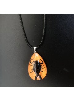 Drop Resin Inside Real 6 Buds Scorpion Necklace Adjustable Braided Thread Sandy