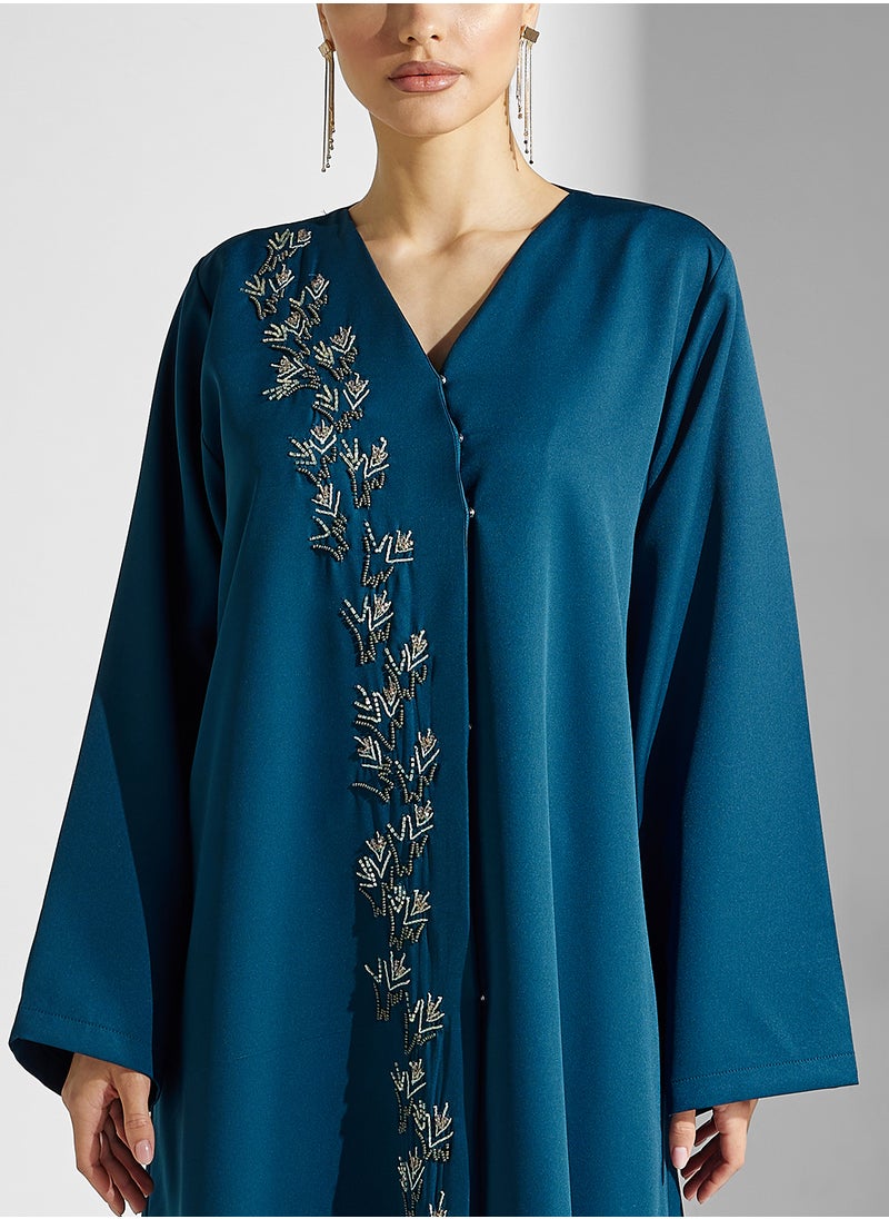 hayas closet - Embellished Flared Sleeve Abaya - Image 1